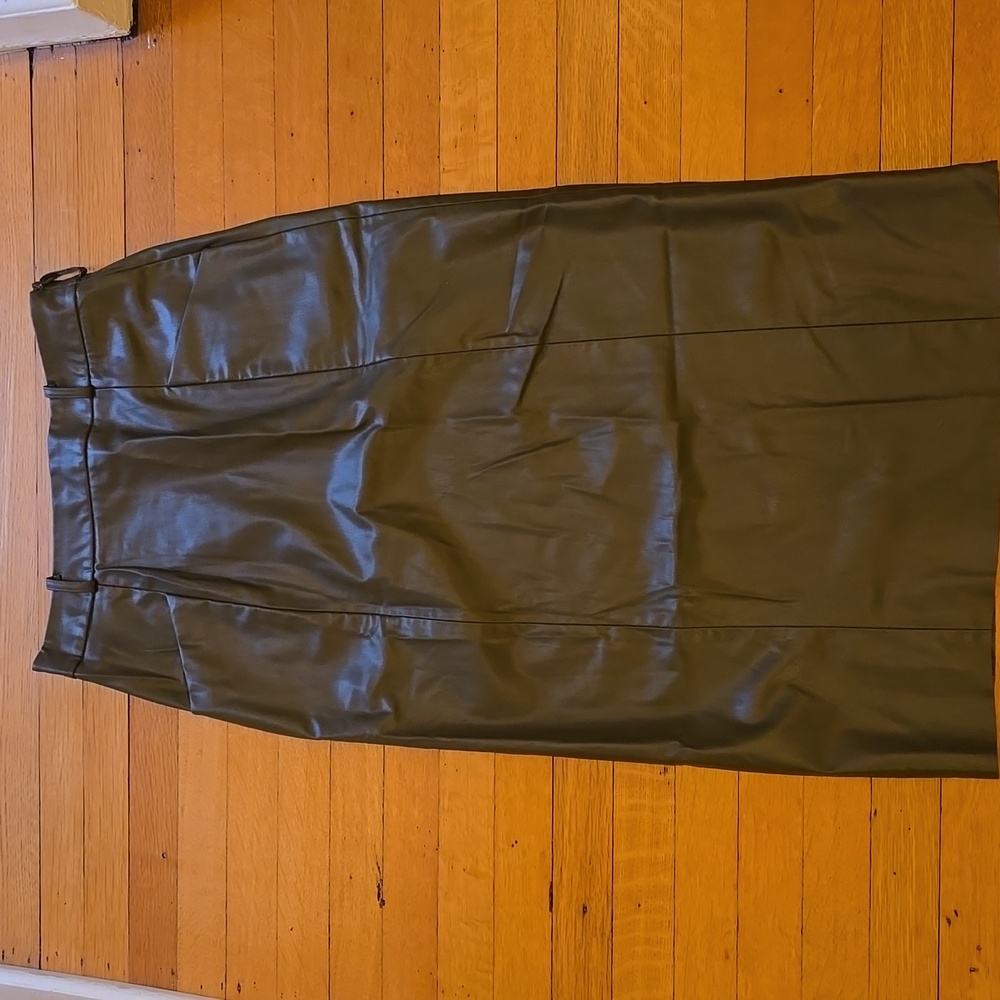 Zara, Faux Leather, Brown Midi Skirt w/ Belt Loops, EUC, Women's S